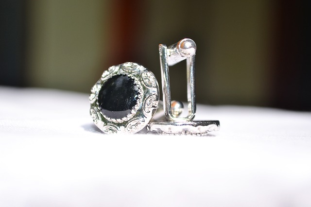 Featured Black Gem Stone Silver Cufflinks