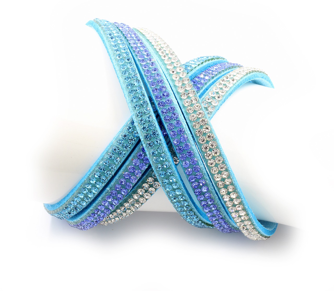 Blue Stainless Steel Diamond Studded Bracelet